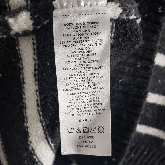 Loft knit striped gray and white hooded sweater - Picture 7 of 8